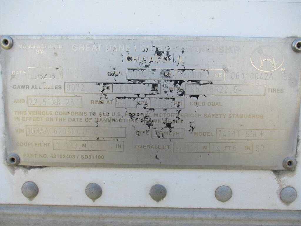 2006 Great Dane 53X102 ROLL UP DOOR SPRING RIDE