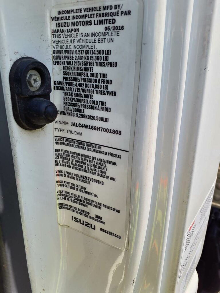 2017 Isuzu NPR HD 16 ft Box Truck – 215HP, 6, Roll up Door, Liftgate