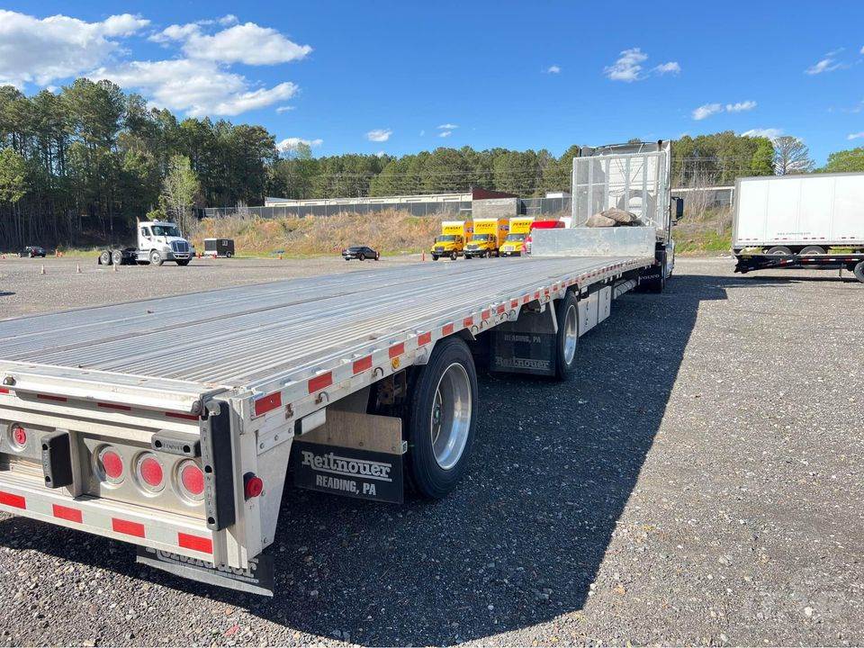 2018 Reitnouer 53ft Drop Deck Trailer – All Aluminum, Aluminum Floor, Rear Sliding Axle, Toolbox, Ramps, Dunnage Rack, Big Bubba