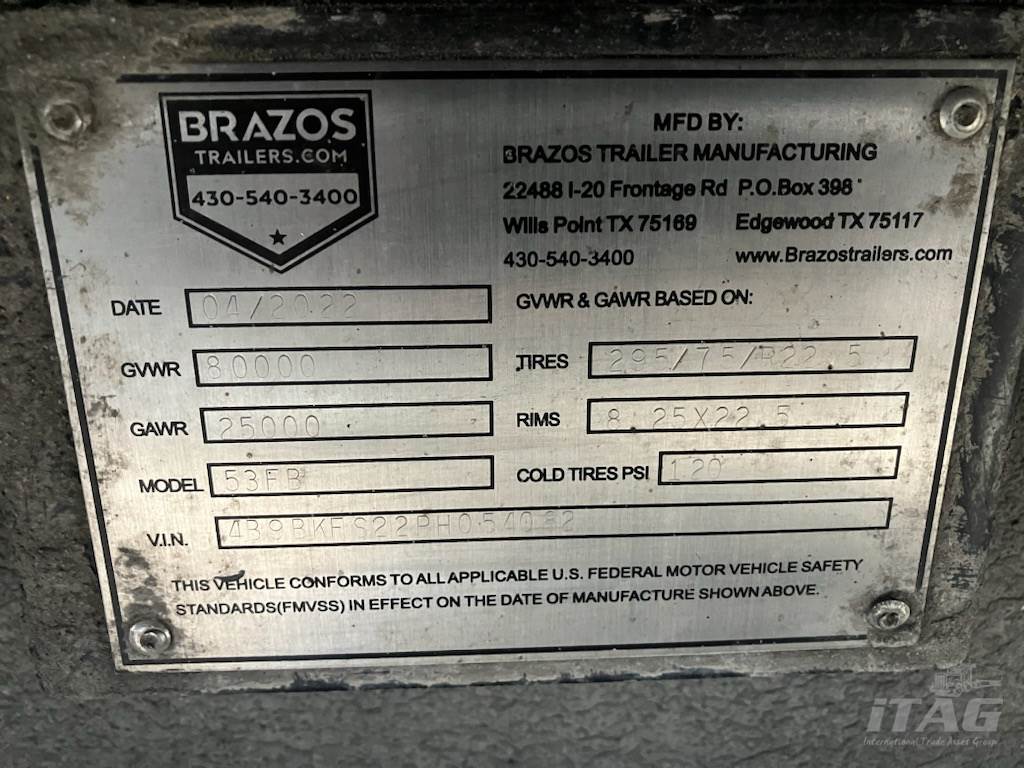 2023 Brazos 53ft Flatbed Trailer – Combo, Aluminum Floor, Rear Sliding Axle, Toolbox, Coil Package