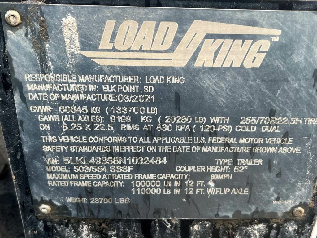 2021 Load King 503/554 Lowboy Trailer