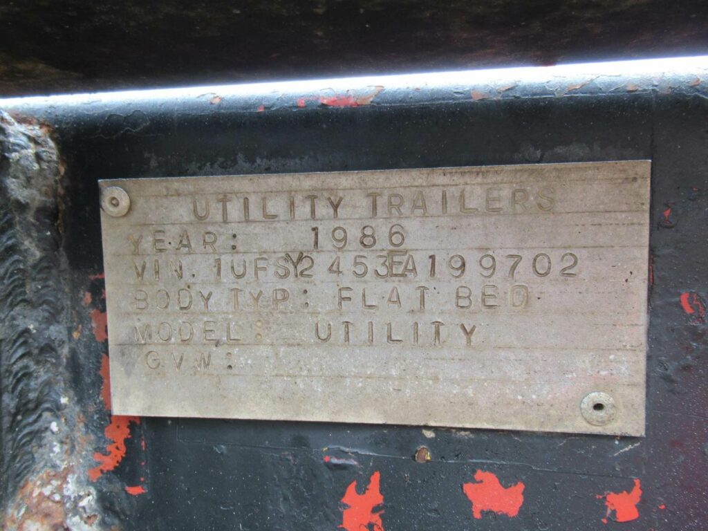 1986 UTILITY 45×102 Tandem Axle Steel Utility Trailer – Spring, Sliding Axle
