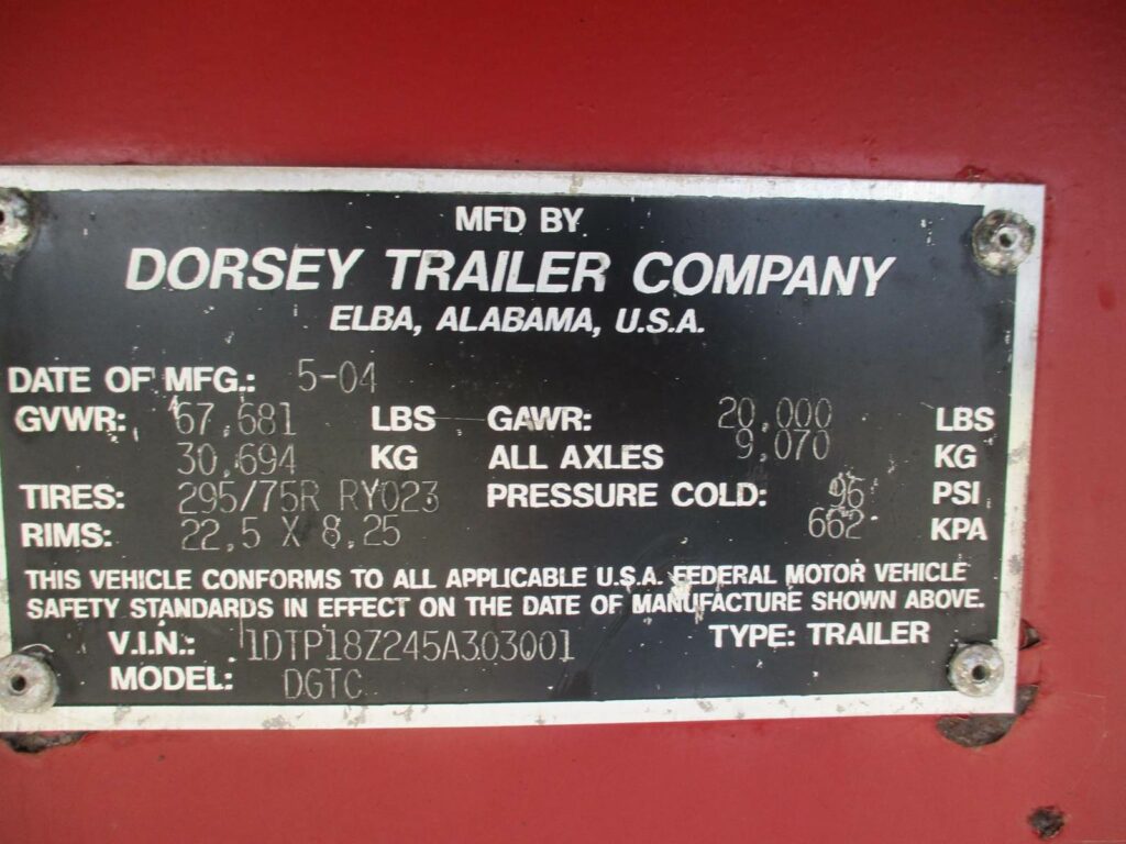 2005 Dorsey 48X102 SPREAD AXLE FLATBED