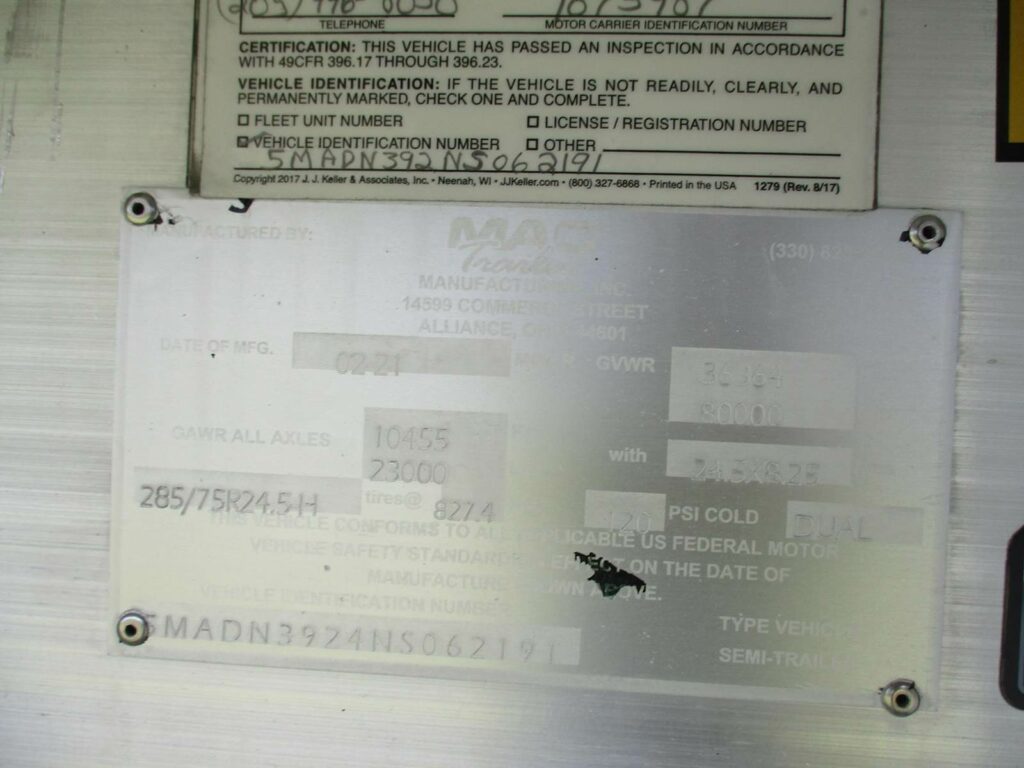 2022 MAC Trailer 39X96X60 FRAMELESS END DUMP