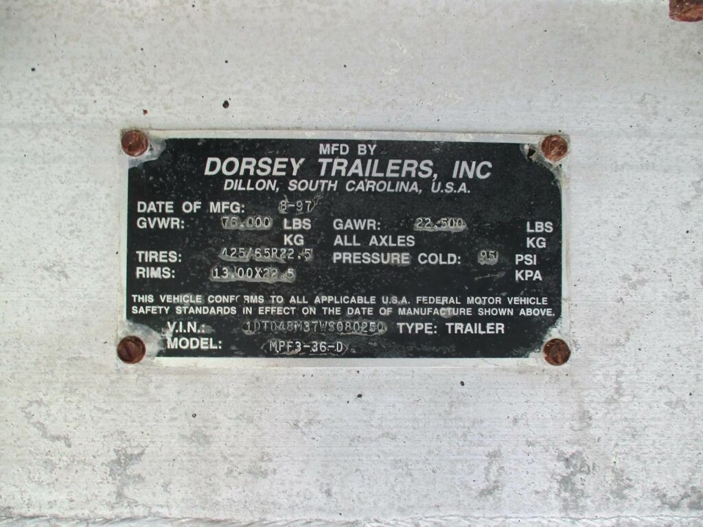 1998 Dorsey 37X96X60 STEEL FRAMELESS END DUMP