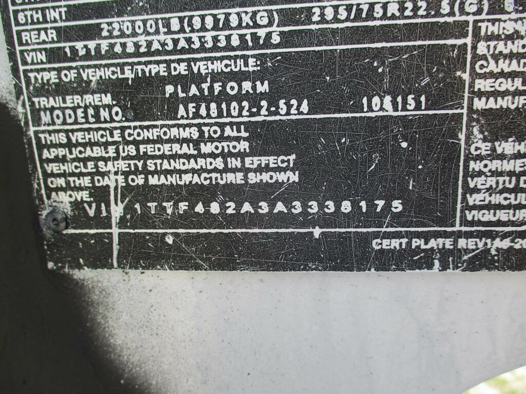 2010 Benson 48X102 SPREAD AXLE ALUMINUM FLATBED