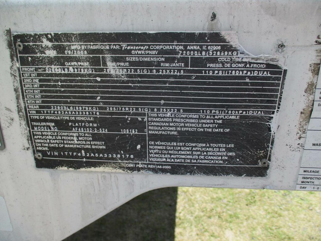 2010 Benson 48X102 SPREAD AXLE ALUMINUM FLATBED