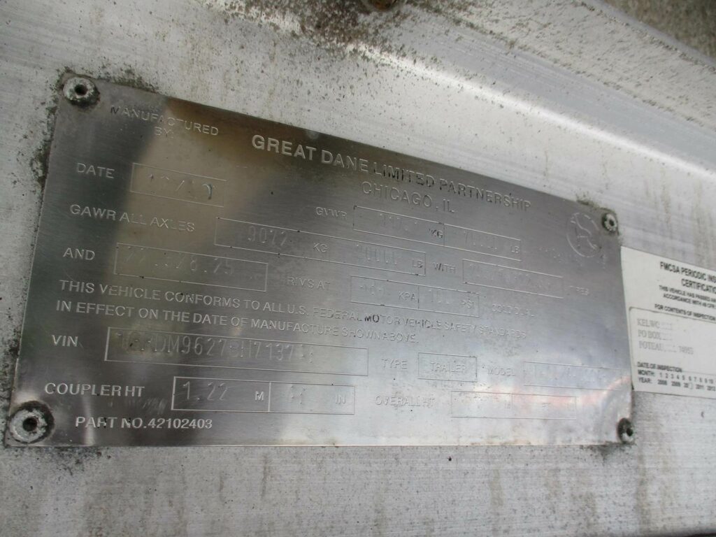 2011 Great Dane 48X102 ALUMINUM SPREAD AXLE