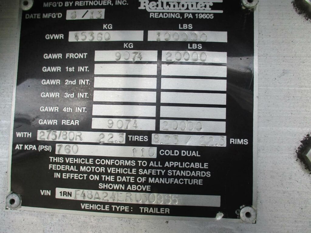 2014 Reitnouer 48X102 ALUMINUM SPREAD AXLE BIG BUBBA