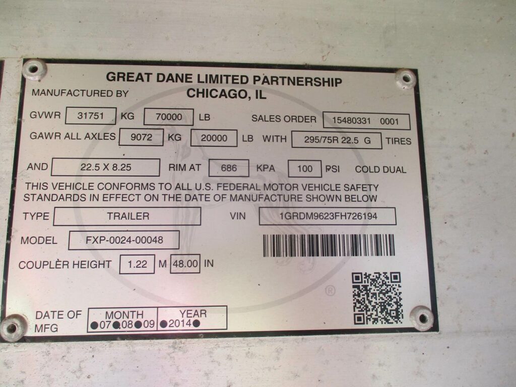 2015 Great Dane 48X102 ALUMINUM SPREAD AXLE FLATBED